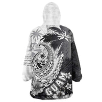 Hafa Adai Guam Wearable Blanket Hoodie Polynesian Palm Tree Tattoo Hibiscus and Plumeria Art LT03 - Polynesian Pride