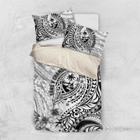 Guam-Land of the Chamorro Bedding Set Polynesian Tattoo Style Hibiscus and Plumeria Art LT03 US Twin 172cm x 218cm Black - Polynesian Pride