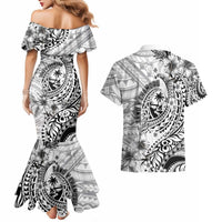 Guam-Land of the Chamorro Couples Matching Mermaid Dress and Hawaiian Shirt Polynesian Tattoo Style Hibiscus and Plumeria Art LT03 - Polynesian Pride