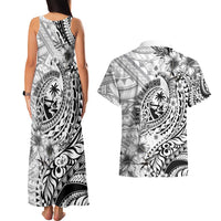 Guam-Land of the Chamorro Couples Matching Tank Maxi Dress and Hawaiian Shirt Polynesian Tattoo Style Hibiscus and Plumeria Art LT03 - Polynesian Pride