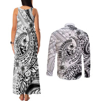 Guam-Land of the Chamorro Couples Matching Tank Maxi Dress and Long Sleeve Button Shirt Polynesian Tattoo Style Hibiscus and Plumeria Art LT03 - Polynesian Pride