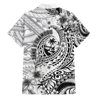 Guam-Land of the Chamorro Family Matching Off The Shoulder Long Sleeve Dress and Hawaiian Shirt Polynesian Tattoo Style Hibiscus and Plumeria Art LT03 - Polynesian Pride