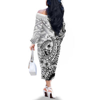 Guam-Land of the Chamorro Family Matching Off The Shoulder Long Sleeve Dress and Hawaiian Shirt Polynesian Tattoo Style Hibiscus and Plumeria Art LT03 - Polynesian Pride