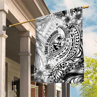Guam-Land of the Chamorro Garden Flag Polynesian Tattoo Style Hibiscus and Plumeria Art LT03 House Flag Black - Polynesian Pride