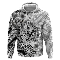 Guam-Land of the Chamorro Hoodie Polynesian Tattoo Style Hibiscus and Plumeria Art LT03 Pullover Hoodie Black - Polynesian Pride