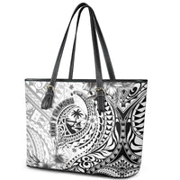 Guam-Land of the Chamorro Leather Tote Bag Polynesian Tattoo Style Hibiscus and Plumeria Art LT03 - Polynesian Pride