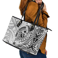 Guam-Land of the Chamorro Leather Tote Bag Polynesian Tattoo Style Hibiscus and Plumeria Art LT03 - Polynesian Pride