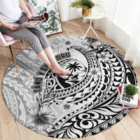 Guam-Land of the Chamorro Round Carpet Polynesian Tattoo Style Hibiscus and Plumeria Art LT03 - Polynesian Pride
