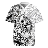 Guam-Land of the Chamorro Rugby Jersey Polynesian Tattoo Style Hibiscus and Plumeria Art LT03 Black - Polynesian Pride
