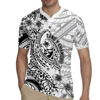 Guam-Land of the Chamorro Rugby Jersey Polynesian Tattoo Style Hibiscus and Plumeria Art LT03 - Polynesian Pride