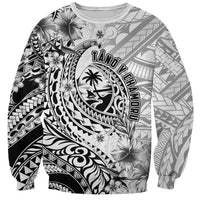 Guam-Land of the Chamorro Sweatshirt Polynesian Tattoo Style Hibiscus and Plumeria Art LT03 Unisex Black - Polynesian Pride