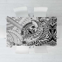 Guam-Land of the Chamorro Tablecloth Polynesian Tattoo Style Hibiscus and Plumeria Art LT03 Black - Polynesian Pride