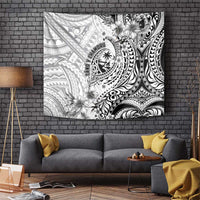 Guam-Land of the Chamorro Tapestry Polynesian Tattoo Style Hibiscus and Plumeria Art LT03 Black - Polynesian Pride