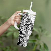 Guam-Land of the Chamorro Tumbler With Handle Polynesian Tattoo Style Hibiscus and Plumeria Art LT03 - Polynesian Pride