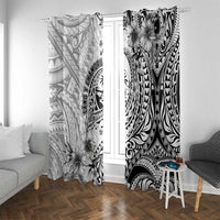 Guam-Land of the Chamorro Window Curtain Polynesian Tattoo Style Hibiscus and Plumeria Art LT03 With Grommets Black - Polynesian Pride