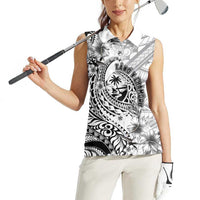 Guam-Land of the Chamorro Women Sleeveless Polo Shirt Polynesian Tattoo Style Hibiscus and Plumeria Art LT03 - Polynesian Pride