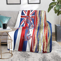 Hawaiian Sea Animals Blanket with Lei and Flag Style