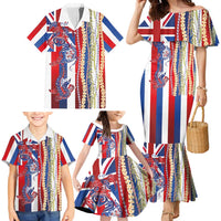Hawaiian Sea Animals Family Matching Mermaid Dress and Hawaiian Shirt with Lei and Flag Style LT03 - Polynesian Pride
