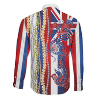 Hawaiian Sea Animals Family Matching Off Shoulder Short Dress and Hawaiian Shirt with Lei and Flag Style LT03 - Polynesian Pride