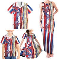 Hawaiian Sea Animals Family Matching Tank Maxi Dress and Hawaiian Shirt with Lei and Flag Style LT03 - Polynesian Pride