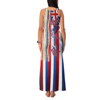 Hawaiian Sea Animals Family Matching Tank Maxi Dress and Hawaiian Shirt with Lei and Flag Style LT03 - Polynesian Pride