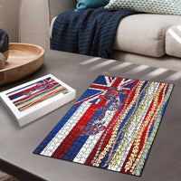 Hawaiian Sea Animals Puzzle with Lei and Flag Style