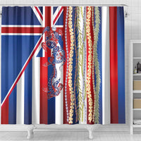Hawaiian Sea Animals Shower Curtain with Lei and Flag Style
