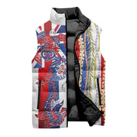 Hawaiian Sea Animals Sleeveless Puffer Jacket with Lei and Flag Style