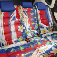 Hawaiian Sea Turtles and Plumeria Back Car Seat Cover with Lei and Flag Grunge Style LT03 - Polynesian Pride