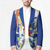 Hawaiian Sea Turtles and Plumeria Blazer with Lei and Flag Grunge Style