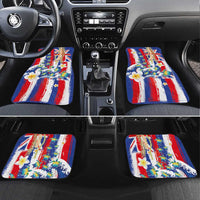 Hawaiian Sea Turtles and Plumeria Car Mats with Lei and Flag Grunge Style LT03 Set 4pcs Multicolor - Polynesian Pride