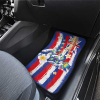 Hawaiian Sea Turtles and Plumeria Car Mats with Lei and Flag Grunge Style LT03 - Polynesian Pride