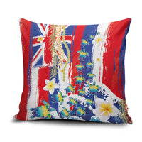 Hawaiian Sea Turtles and Plumeria Pillow Cover with Lei and Flag Grunge Style LT03 Multicolor - Polynesian Pride