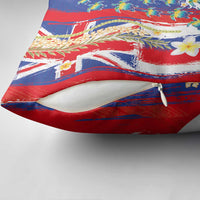 Hawaiian Sea Turtles and Plumeria Pillow Cover with Lei and Flag Grunge Style LT03 - Polynesian Pride