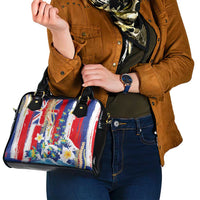 Hawaiian Sea Turtles and Plumeria Shoulder Handbag with Lei and Flag Grunge Style