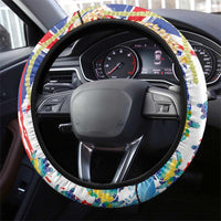 Hawaiian Sea Turtles and Plumeria Steering Wheel Cover with Lei and Flag Grunge Style LT03 - Polynesian Pride