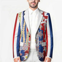 Hawaiian Polynesian Tribal Turtles Blazer with Lei and Flag Style