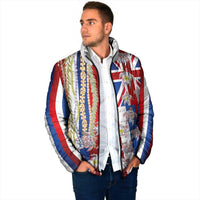 Hawaiian Polynesian Tribal Turtles Padded Jacket with Lei and Flag Style