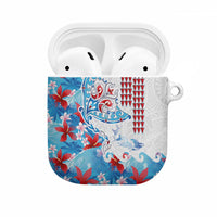 Hawaiian Tribal Manta Ray AirPods Case Kakau Tattoo and Flowers Surfing Waves Pattern Ocean Color LT03 Multicolor - Polynesian Pride