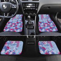 Hawaiian Tribal Manta Ray Car Mats Kakau Tattoo and Flowers Surfing Waves Pattern Soft Color