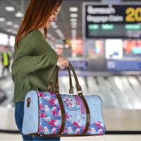 Hawaiian Tribal Manta Ray Travel Bag Kakau Tattoo and Flowers Surfing Waves Pattern Soft Color LT03 - Polynesian Pride