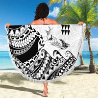 Hawaiian Tribal Manta Ray Beach Blanket Kakau Tattoo and Polynesian Art Motif Pattern