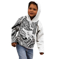 Hawaiian Tribal Manta Ray Kid Hoodie Kakau Tattoo and Polynesian Art Motif Pattern LT03 - Polynesian Pride