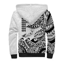Hawaiian Tribal Manta Ray Sherpa Hoodie Kakau Tattoo and Polynesian Art Motif Pattern LT03 - Polynesian Pride