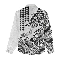 Hawaiian Tribal Manta Ray Women Casual Shirt Kakau Tattoo and Polynesian Art Motif Pattern LT03 - Polynesian Pride