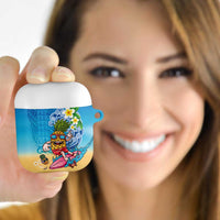 Hawaiian Funny Pineapple Surfing AirPods Case Beach with Tribal Kakau and Plumeria LT03 - Polynesian Pride
