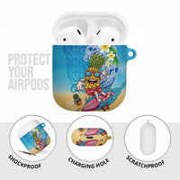 Hawaiian Funny Pineapple Surfing AirPods Case Beach with Tribal Kakau and Plumeria LT03 - Polynesian Pride