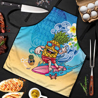 Hawaiian Funny Pineapple Surfing Apron Beach with Tribal Kakau and Plumeria