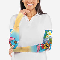 Hawaiian Funny Pineapple Surfing Arm Sleeves Beach with Tribal Kakau and Plumeria LT03 - Polynesian Pride