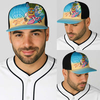 Hawaiian Funny Pineapple Surfing Baseball Net Cap Beach with Tribal Kakau and Plumeria